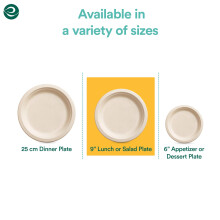 ECO SOUL Paper Plates (23Cm) 9" [50-Pack] Compostable Heavy Duty