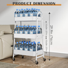 StowBin 3 Tier Metal Storage Trolley with Wheels – Rolling Utility Cart wit