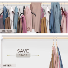 MORALVE Trousers Hangers Space Saving - 4 Pack European Beechwood Scarf and Jeans Hangers - Wardrobe Organiser and Space Saver Trouser Rack