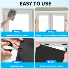 LAMITOCS 100% Blackout Blind 250 x 148 CM Temporary Blackout Blinds Stick On, No Drill Blinds for Windows, Portable Black Out Blinds with Scissors Cu