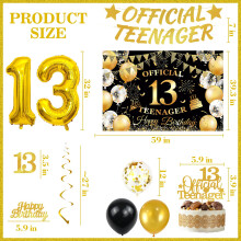 13th Birthday Decorations Black Gold