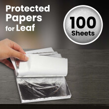 KraftiSky Silver Leaf Sheets - 100 Imitation Leaves 14x14 cm Silver Le