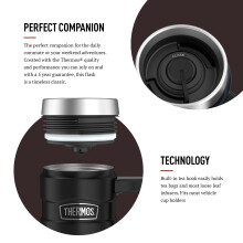 Thermos Stainless King Matt Black Travel Mug (470ml), Reusable Insulated Stainless Steel Coffee Cup for Hot or Cold Drinks, Vacuum Sealed Water Flask