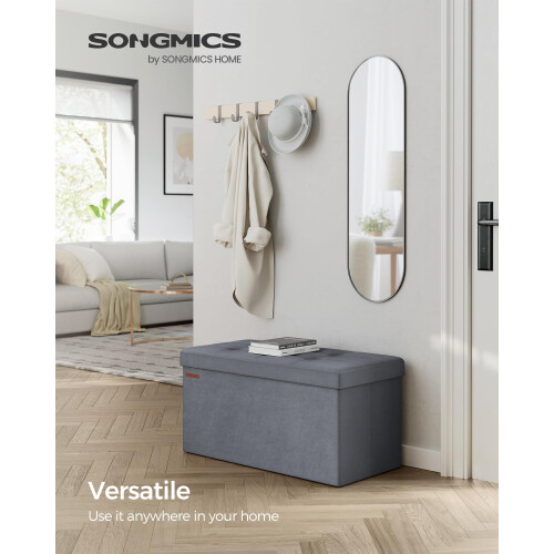Songmics SONGMICS Storage Ottoman - Foldable Small Ottoman Foot Rest 2