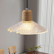 Glass Pendant Light Hemp Rope Vintage Pendant Light Retro Modern Ceiling Light For Dining Room Living Room Hallway