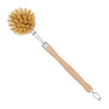 Tala Wooden dish brush with Natural Fibres, Long reach washing up brush ideal for Cleaning Kitchen Goods like glasses, plates, pots and pans, Has a r