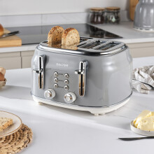 Salter COMBO-9191 Retro Kettle & Toaster Set – 1.7L Fast Boil Kettle With Removable Limescale Filter, 4-Slice Wide Slot Toaster for Thick Bread, Hig