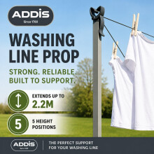 Addis Washing Line Prop 22m – Heavy Duty Clothes Line Support Pole with 5 H