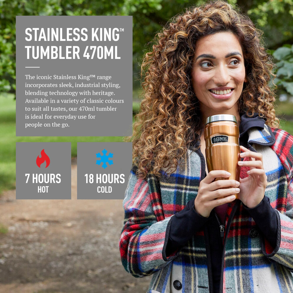 Thermos Stainless King Travel Tumbler & Multi- Purpose Flask- 470Ml Insulated Hot & Cold Water Bottle For Daily Commute & Weekend Adventures - Sleek