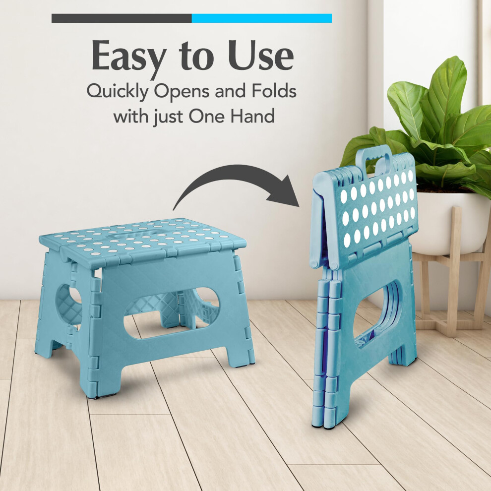 Handy Laundry Folding Step Stool 9 Inch Â Sturdy Plastic Foldable Step Stool For Adults & Kids, 300 Lb Capacity, Non-Slip, Lightweight, Portable Wit 5007616289268