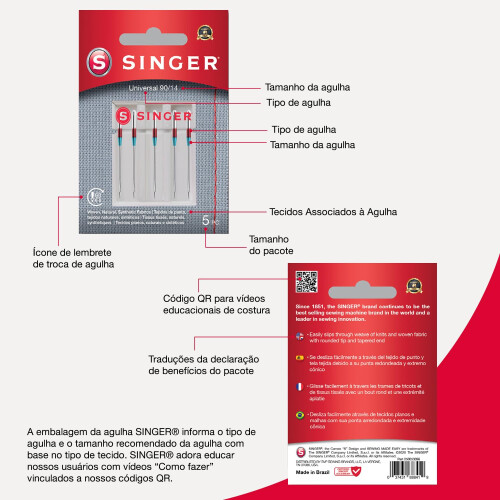 Singer Singer 10-Pack Universal 2020 Sewing Machine Needles, Size 90/14 2