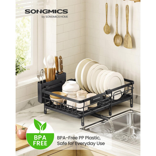 Songmics SONGMICS Dish Drainer Rack, Large Extendable Draining Board Rack for Small Space 1