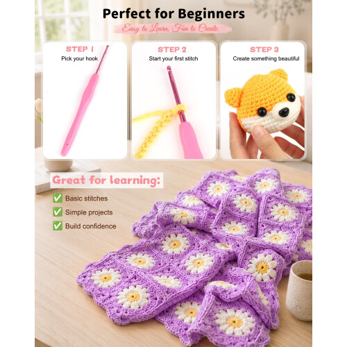 Aeelike Crochet Kits for Beginners Adults Knitting Starter Kit for Adu 1