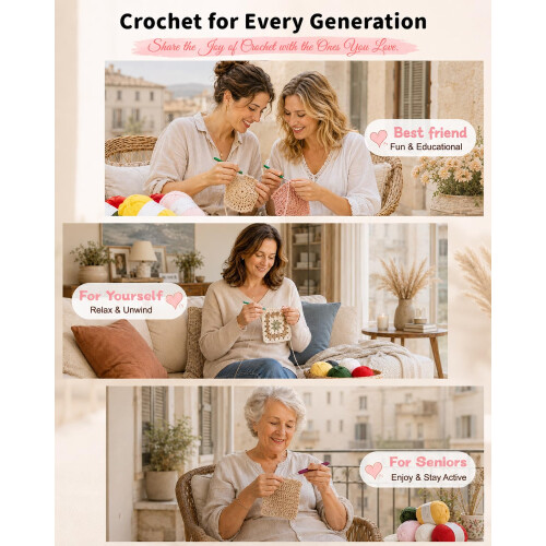 Aeelike Crochet Kits for Beginners Adults Knitting Starter Kit for Adu 2