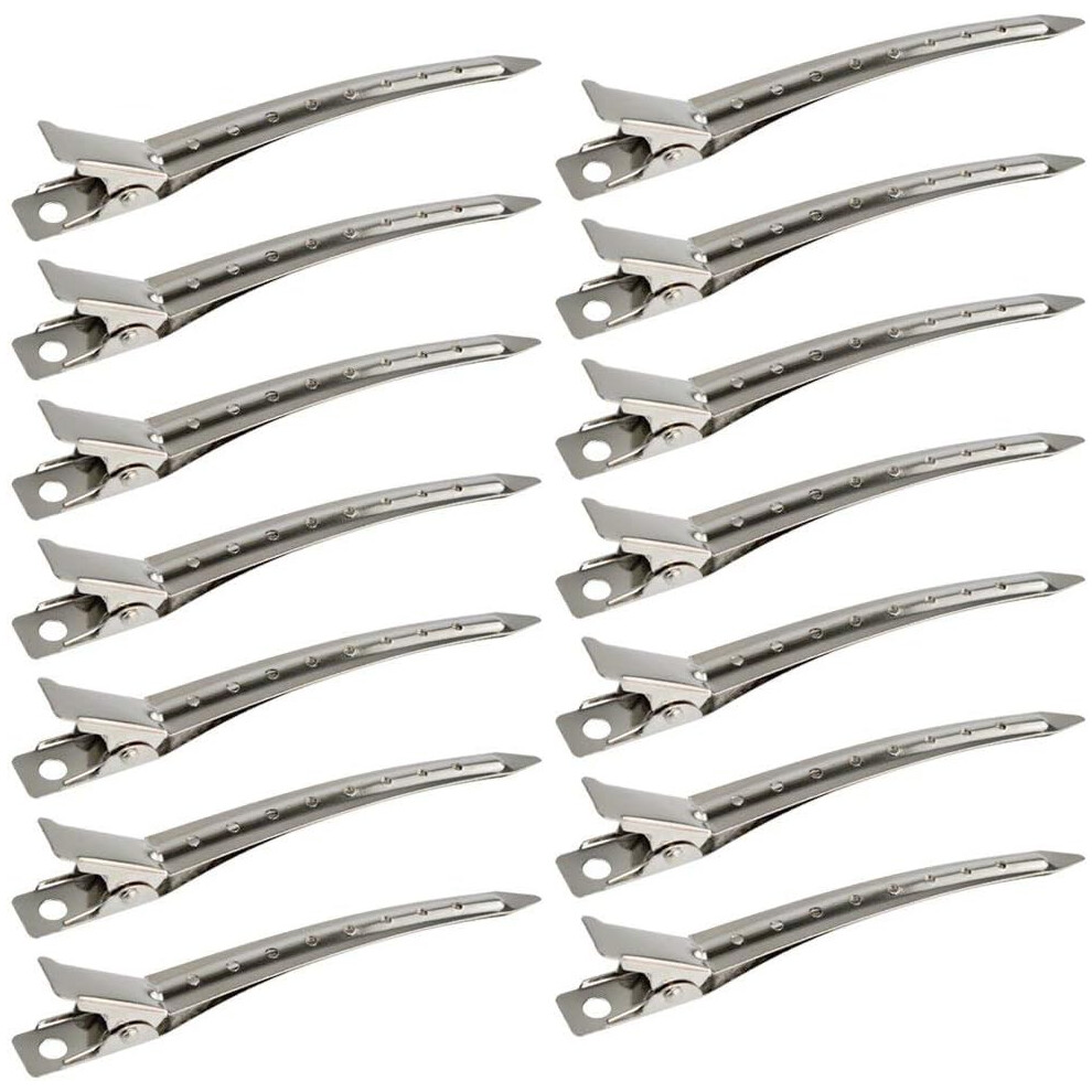 Bantoye Duck Bill Hair Clips 24 Pack, 3.5-Inch Rustproof Metal Alligator Clips with Vent Holes for Hair Styling, Sectioning & Hair Coloring, Silver