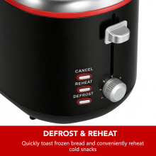 HOMILEC 4 Slice Toaster Black - Extra Wide Long Slots for Breads, Crumpets and Bagels, Reheat and Defrost with 5 Level Browning Control