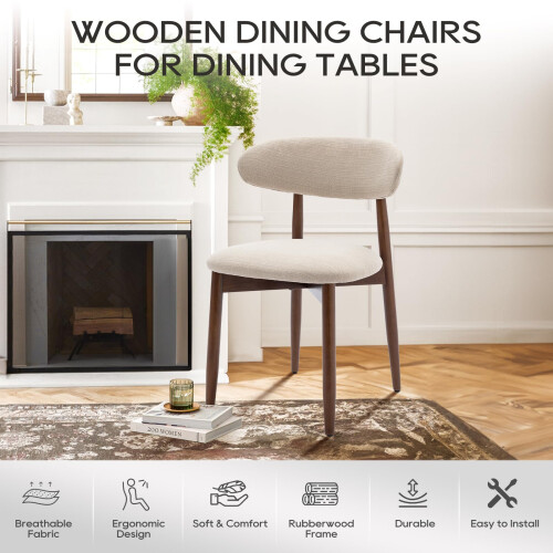 COLAMY Modern Dining Chairs Set with Wooden Legs 2