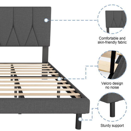 Yocreat Small Double Bed Frame with Headboard, Dark Grey, 120190 1