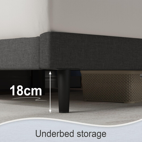 Yocreat Small Double Bed Frame with Headboard, Dark Grey, 120190 2