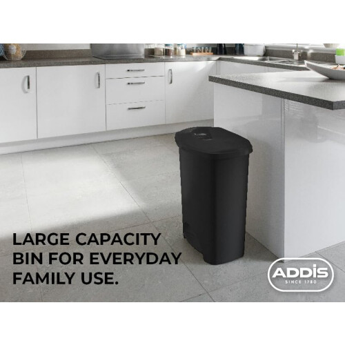 Addis Addis 50 Litre Pedal Bin - Durable Plastic Kitchen Rubbish Bin with Ea 1