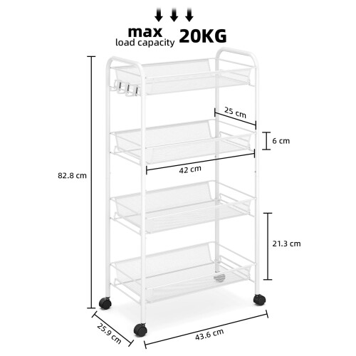 APEXCHASER 4-Tier Rolling Cart - Easy Assemble Mobile Storage Trolley 1