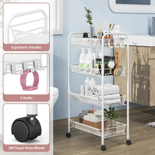 APEXCHASER 4-Tier Rolling Cart - Easy Assemble Mobile Storage Trolley 2