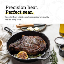 Lodge Pre-Seasoned Cast Iron Skillet for Indoor and Outdoor Use.
