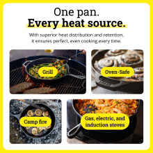 Lodge Pre-Seasoned Cast Iron Skillet for Indoor and Outdoor Use. Induction Frying Pan. Oven, Grill and Metal Utensil Safe Skillet Frying Pan with Pou