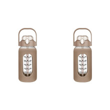 2X Bouteilles D'Eau en Verre de 64 Oz avec Paille, Bouteille en Verre avec Manchon en Silicone et Marqueur de Temps, pour Salle de Sport, Bureau à