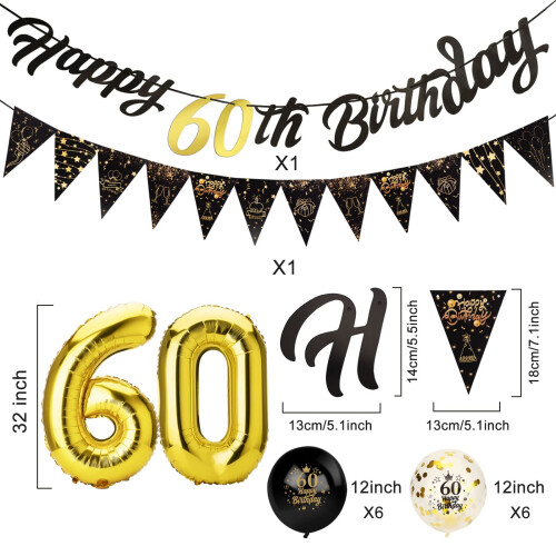 Afirbeone 60th Birthday Decorations Set 1