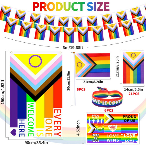 iZoeL Pride Decorations Large Pride Flag Bunting Banners Hand Flags 1
