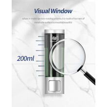 Single 200ML Soap Dispenser Bathroom Wall Mounted Shower Gel Shampoo and Conditioner Dispenser Kitchen Dish Detergent Container Hand Body Wash Liquid