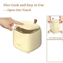 2X Countertop Trash Can , Waste Can with Press Type Lid, 0.5 Gallon/1.5 Liter Creamy Yellow
