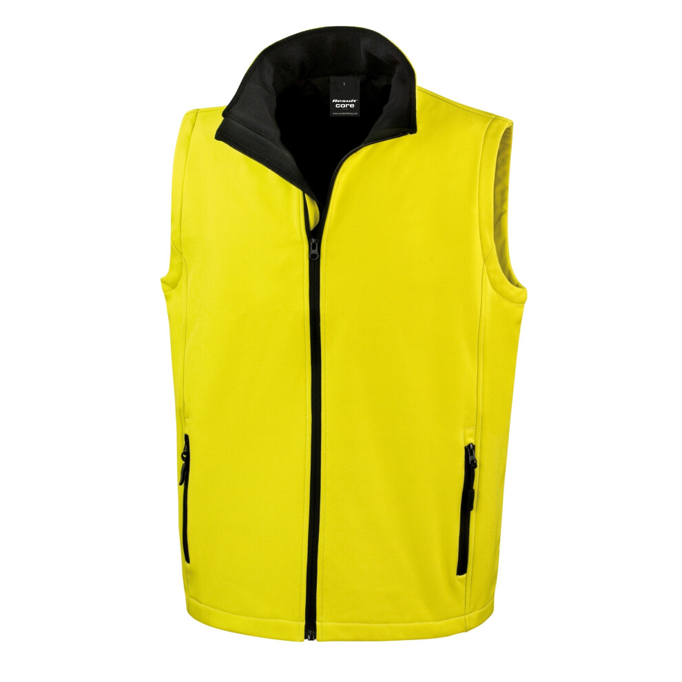 Result (4Xl, Yellow / Black) Mens Core Printable Softshell Bodywarmer Black,Yellow