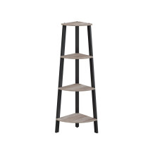 4-Tier Corner Shelf - MDF and Metal - Rustic Brown - Industrial Design Organizer