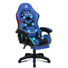ALFORDSON Gaming Stuhl mit 8-Punkt Massage 12 Farben RGB LED-Licht Blau & Schwarz