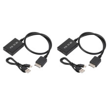 2X para PS2 para Adaptador de Conversor de ÁUdio e VíDeo HD 1080P Suporte para Modos de ExibiçãO PS1/2/3 para HDTV PC Adaptador de Cabo Full HD