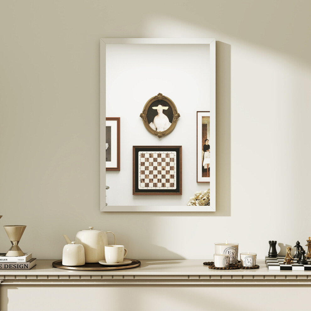 Homcom 60X40cm Wall Bathroom Mirror For Home Decor, Vanity Mirror, White