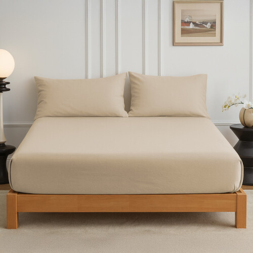 Imperial Rooms (Super King, Beige) 30cm Deep Brushed Microfiber Fitted Bed Sheet - 200TC Extra Deep Pocket Hotel Quality Durable Fitted Sheets 1