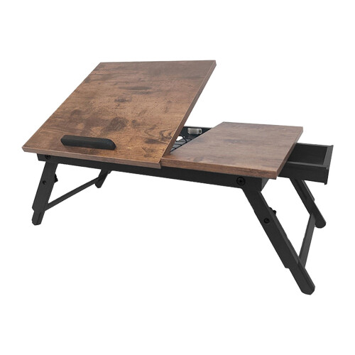 Justerbart laptopbord med skuff - vippebar topp, sammenleggbar