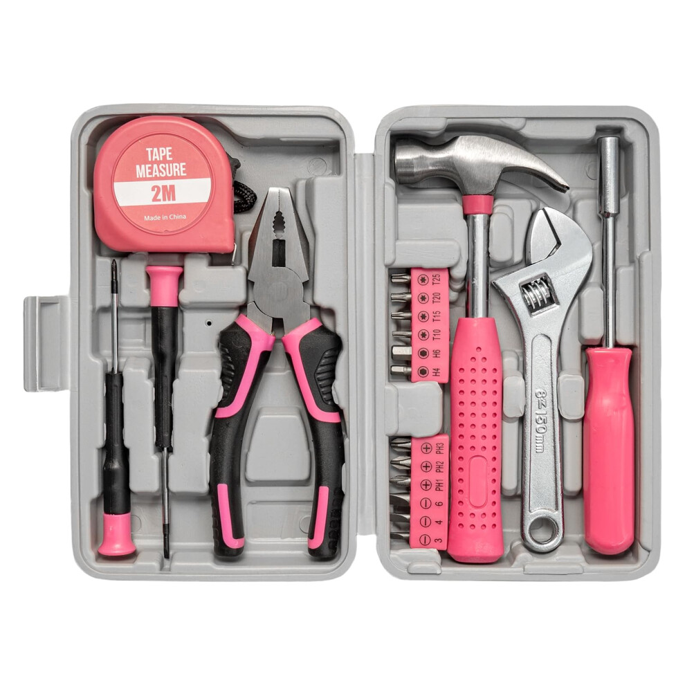 11Pcs Household Hand Tools Kit Diy Hand Tool Toolbox Set With Storage Case Including Daily Repair Small Tool For Home Use (Red) 5007400860468