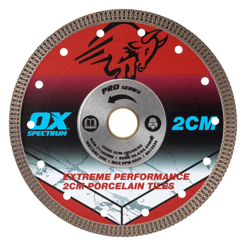 OX Pro 2CM Porcelain Cutting Blade - 180/25.4/22.23mm