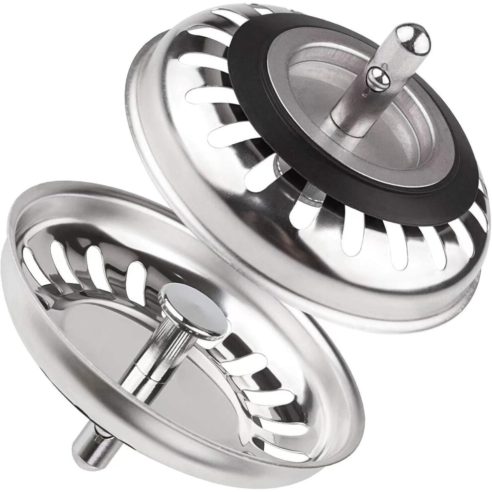 2 Pack Kitchen Sink Strainer Plug, Stainless Steel Sink Plug,Strainers Sink Plugs Replacement Drain Stopper For Food/Hair Catcher, Uk Sinks Hole Diam 5002129864070