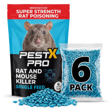 Pest X Pro Predator Rat Poisoning Super Strength (6 Pack) - Powerful Single Feed Rat & Mouse Poison - Brodifacoum in Easy To Use Sachets - Indoor & O