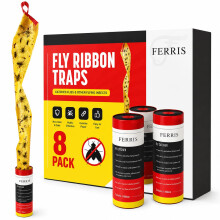 FERRIS 8 Pcs Pesticide Free Sticky Fly Catcher Traps Super Sticky Fly Paper Strips for Fruit Flies Mosquitoes Gnats Wasps and Flying Insects Indoor O