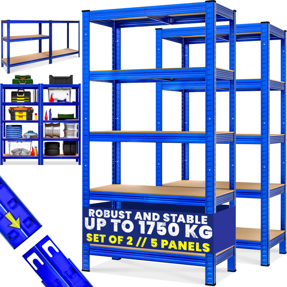 Monzana 2X 5 Tier Heavy Duty Garage Shelving Unit Shed Racking Galvanised Steel Metal Shelving Units Storage Shelves Warehouse Shed Rack Workshop Sh 5009782925612