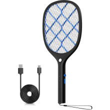 YISSVIC Electric Fly Swatter 4000V Bug Zapper Racket Rechargeable Mosquito Insect Fly Killer Electric 3 Layers Mesh with Type-C Cable for Indoor Outd