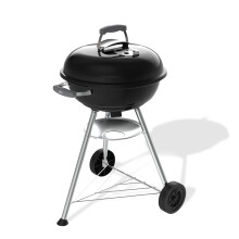 Weber Compact Kettle Charcoal Barbecue 47 cm with Stand & Wheels/Classic BBQ, Rust-Resistant Porcelain-Enamelled Finish, Built-In Lid Thermometer, As