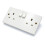 Status Status 13A Double Gang Switched Wall Socket, UK Plug Socket Faceplate, White, S2 1