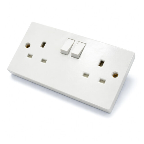 Status Status 13A Double Gang Switched Wall Socket, UK Plug Socket Faceplate, White, S2G13AWSX4